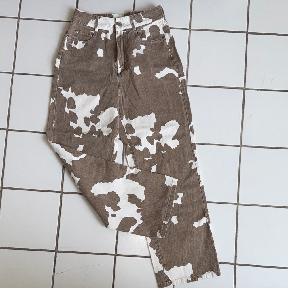 12th Tribe Brown and White Chinos pony/cow print cowgirl